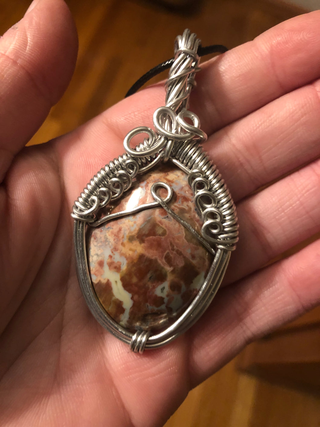 Crazy Lace Agate Crystal Wire Wrapped Necklace