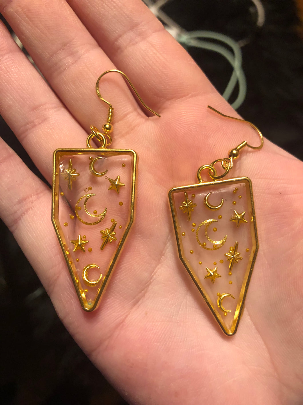 Golden Celestial Dangle Earrings