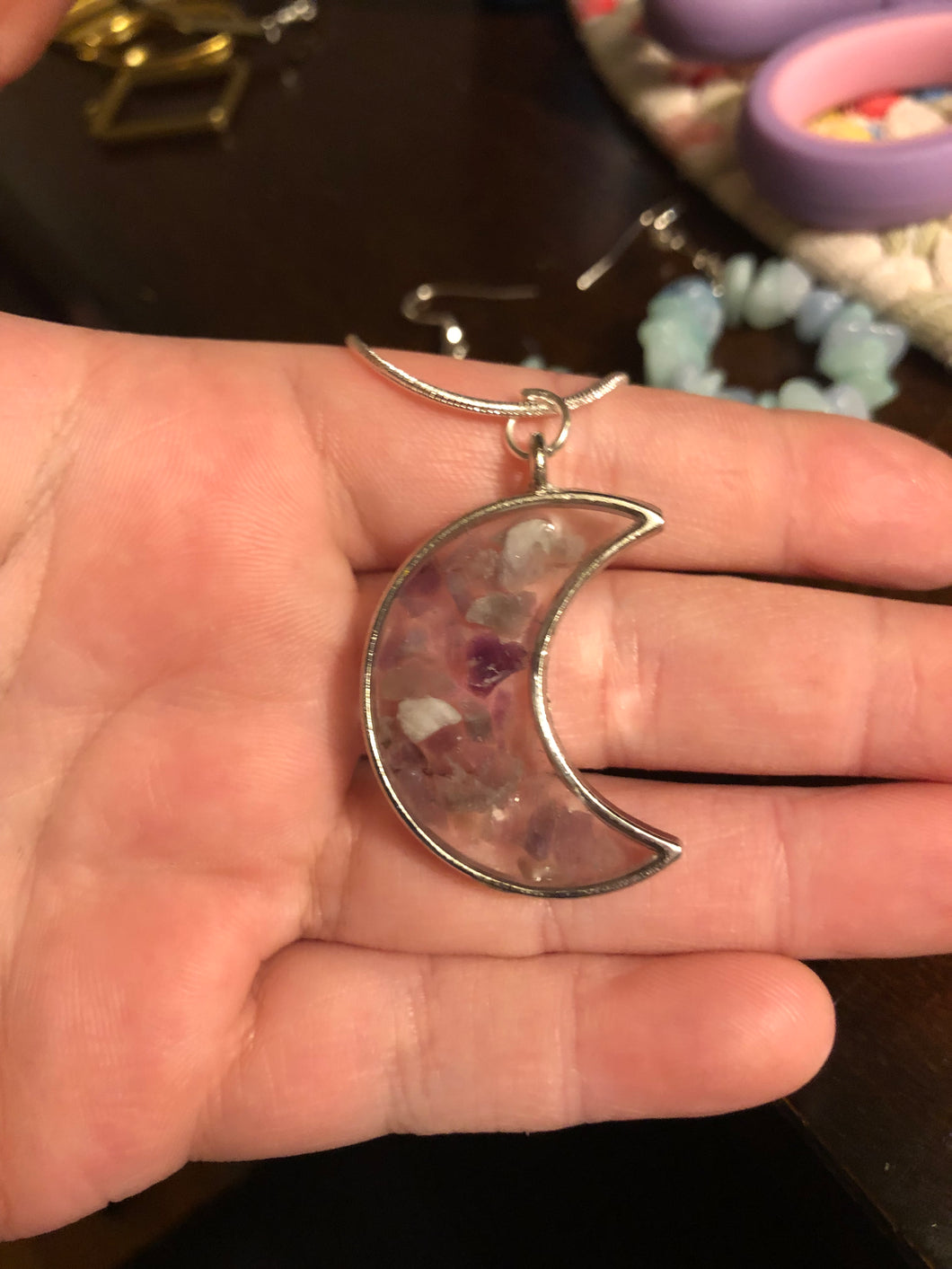 Amethyst Crystal Moon Necklace