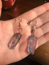 Load image into Gallery viewer, Dangly Cotton Candy Aura Quartz Earrings
