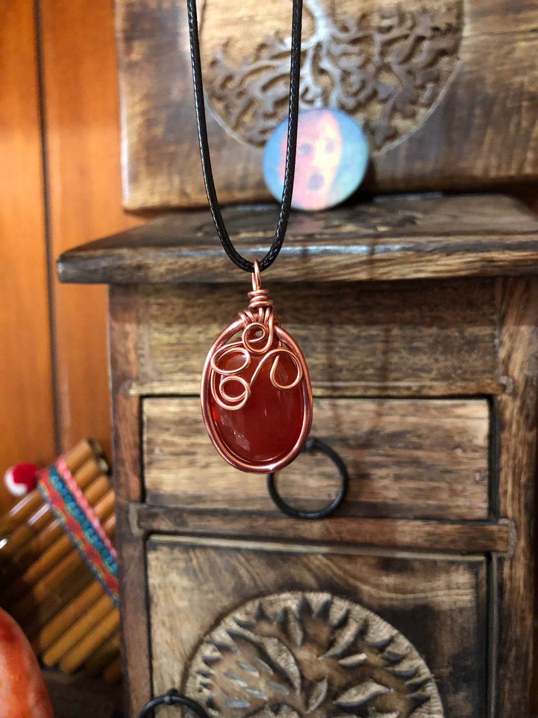 Medium Carnelian Wire Wrapped Necklace