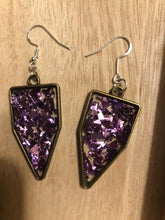 Load image into Gallery viewer, Purple Glittery Dangle Earrings
