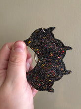 Load image into Gallery viewer, Black Glittery Self Defense Paw Keychain
