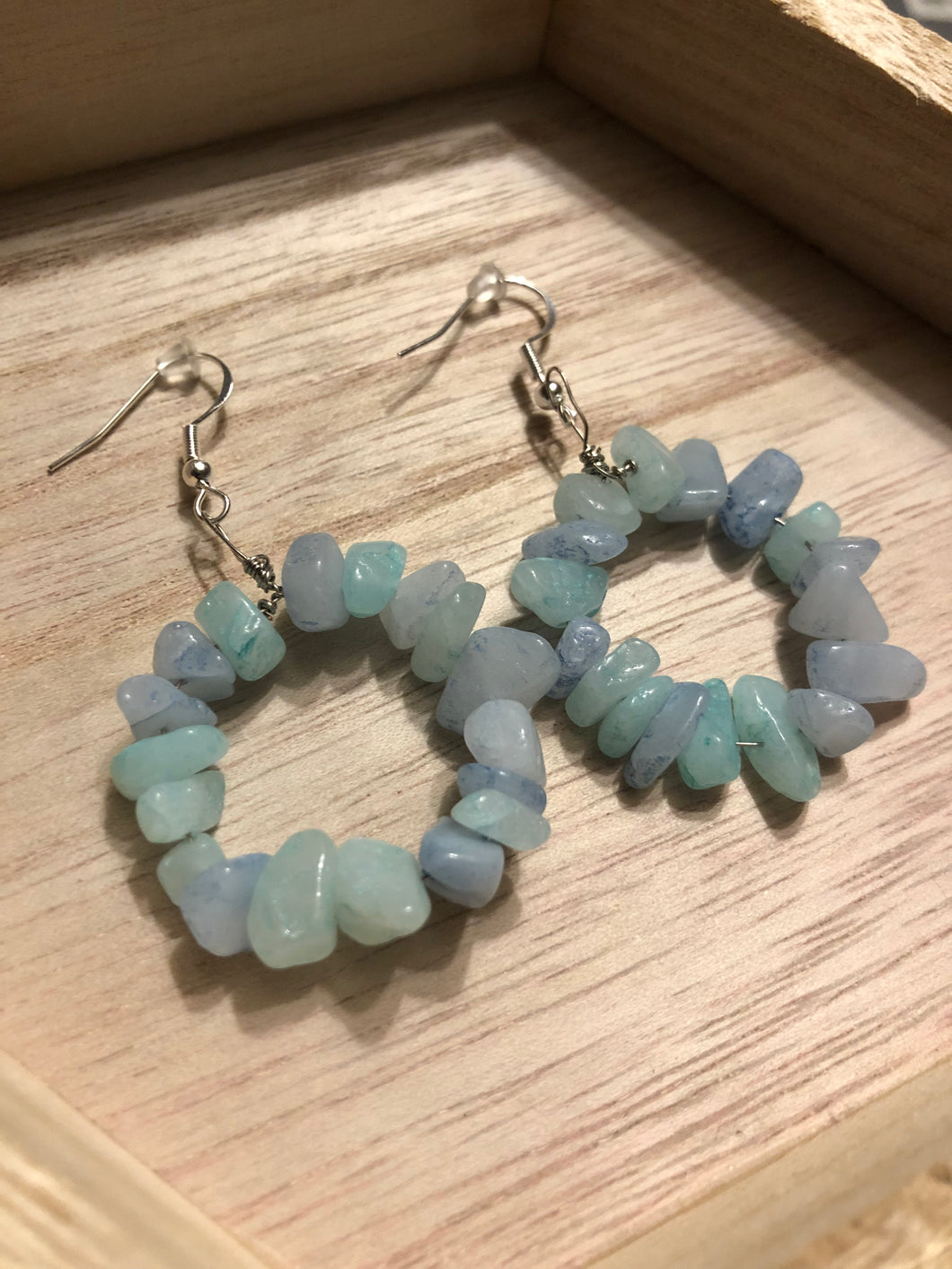 Blue Agate Crystal Chip Earrings