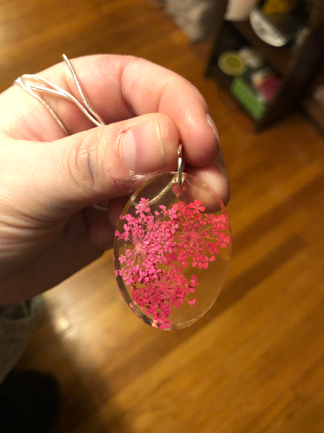 Pink Queen’s Lace Flower Necklace