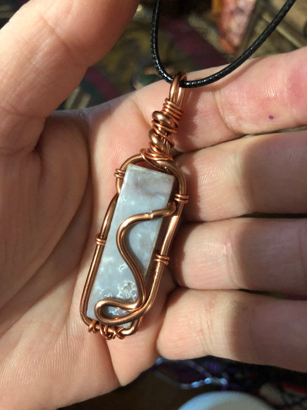 India Agate Wire Wrapped Necklace