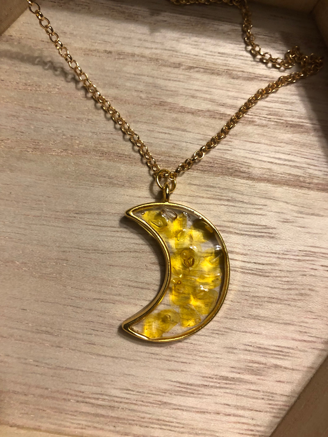 Citrine Crystal Moon Necklace