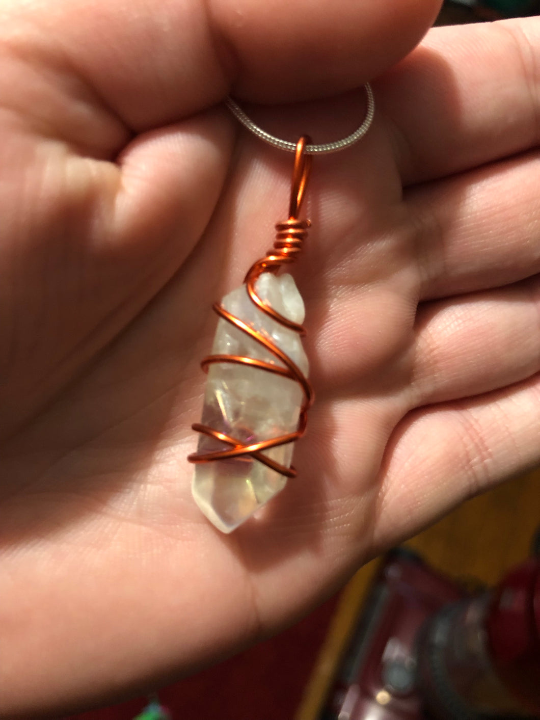 Aura Quartz Wire Wrapped Necklace