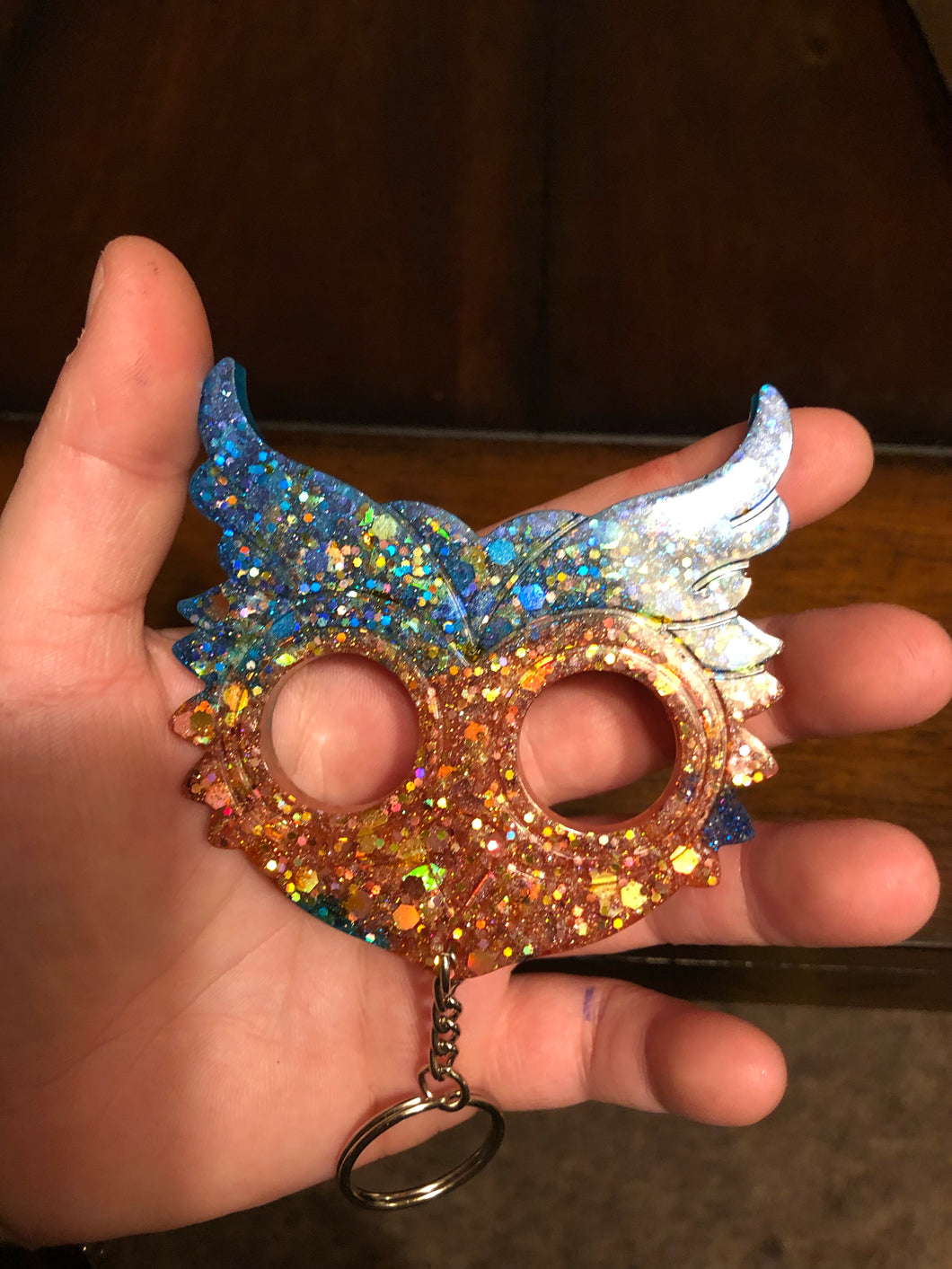 Orange & Blue Owl Self Defense Keychain