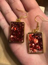 Load image into Gallery viewer, Red Glitter Dangle Earrings
