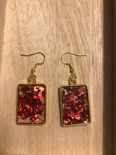 Load image into Gallery viewer, Red Glitter Dangle Earrings
