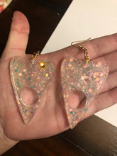 Load image into Gallery viewer, Clear Holographic Planchette Dangly Earrings
