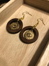 Load image into Gallery viewer, Evil Eye in Wooden Frame Dangle Earrings
