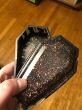 Load image into Gallery viewer, Black Glitter Drip Coffin Box
