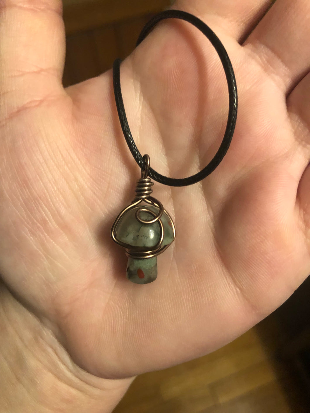 Dragon Bloodstone Crystal Mushroom Necklace