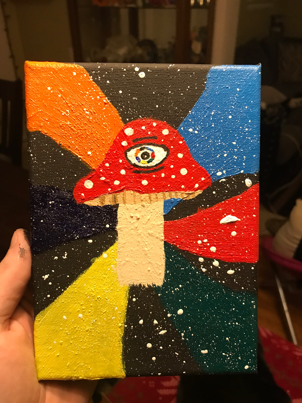 Trippy Mushroom Painting on Canvas