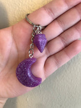 Load image into Gallery viewer, Little Purple Moon &amp; Gem Keychain
