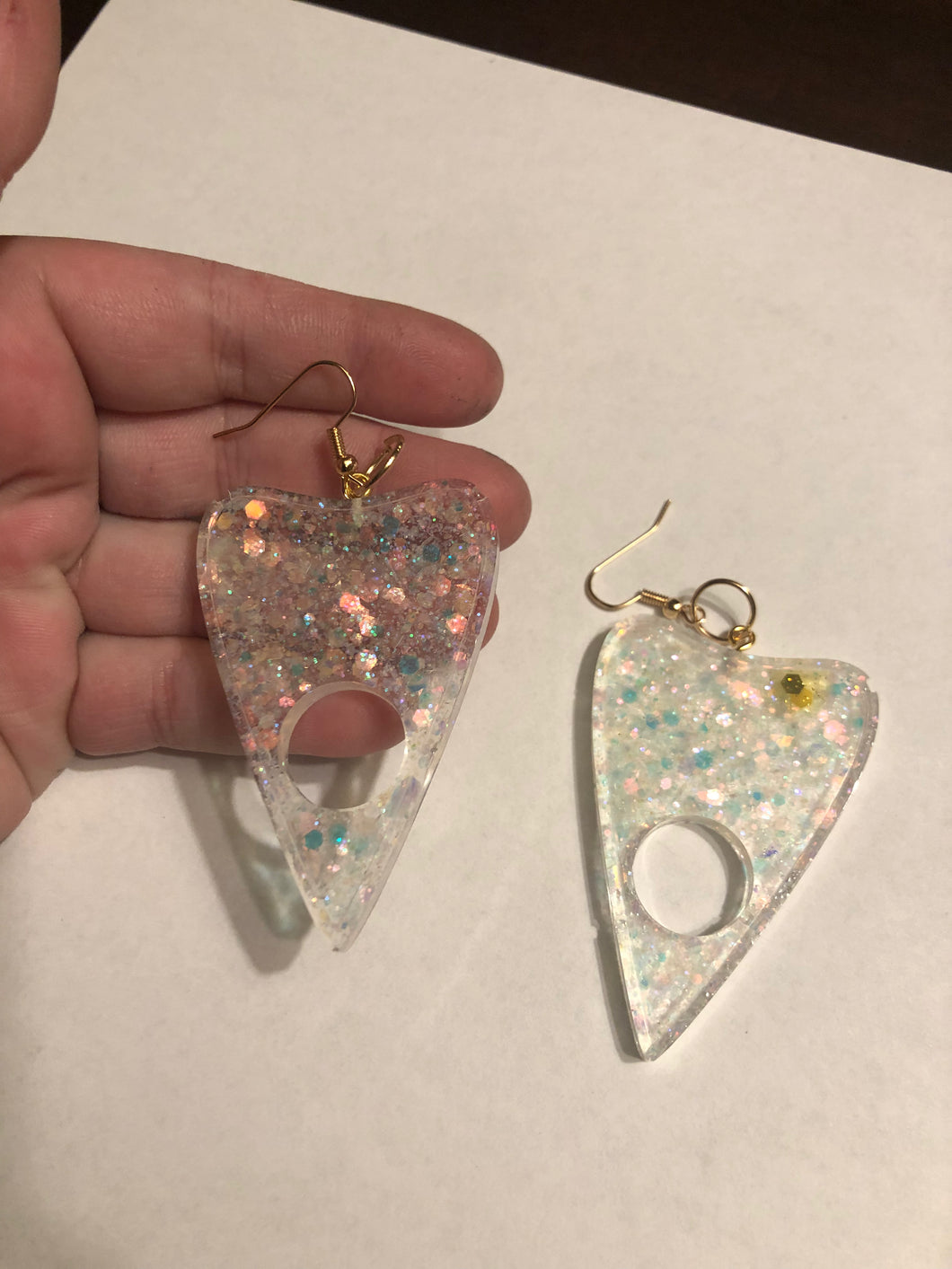 Clear Holographic Planchette Dangly Earrings