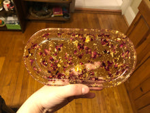 Load image into Gallery viewer, Large Gold Leaf &amp; Rose Petal Tray
