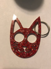 Load image into Gallery viewer, Small Red Self Defense Cat Keychain
